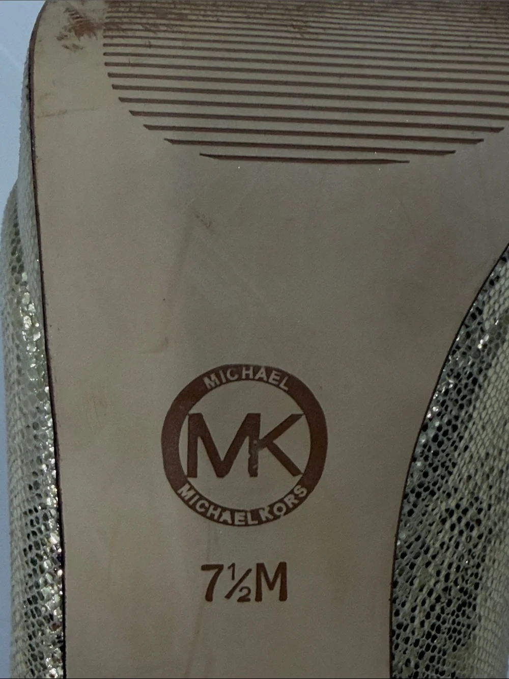 Michael Kors York Evening Platform Open Toe Pumps Heels Gold Glitter